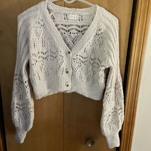 Altar’d State Cottage Core cropped beige fuzzy cardigan size small